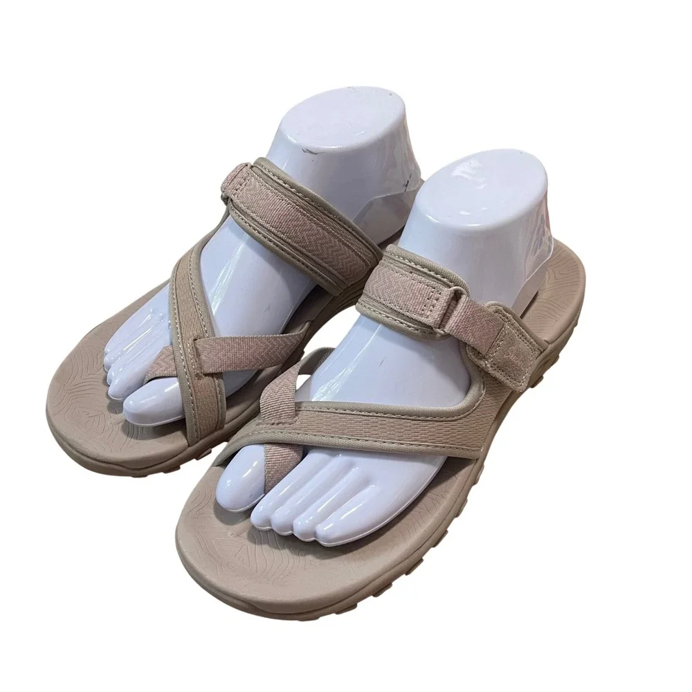 SKECHERS REGGAE SANDAL Womens Size 9 Sew Me Boho Woven Strappy Flip Flop Hiking